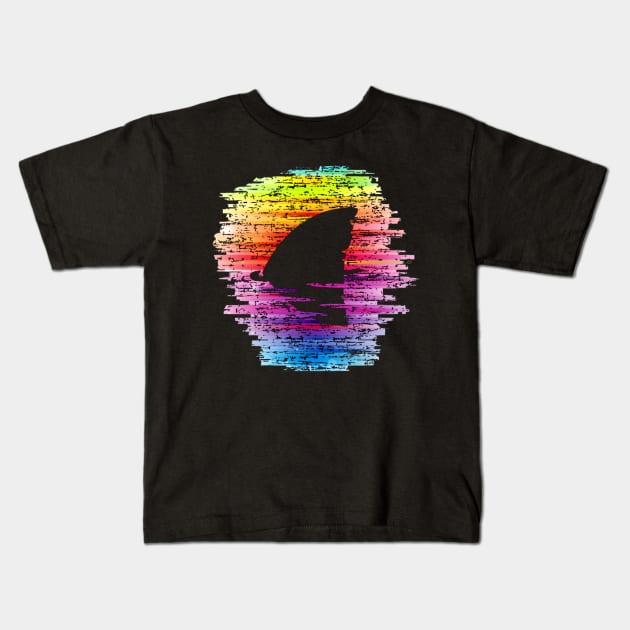 Rainbow Waters Shark Fin Awareness LGBT Pride Shark Lover Kids T-Shirt by AmbersDesignsCo